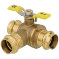 Product Image of 3/4" Press 3-Way DZR Brass T-Flow Ball Valve (Lead Free)