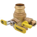 Product Image of 1-1/2" Press Full Port Forged Brass Uni-Flange Isolator Flange w/ Multi-Function Drain & Rotating Flange