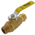 Product Image of 3/4" Press x MIP Full Port Forged DZR Brass Ball Valve w/ Reversible Handle & Adjustable Packing Gland (Lead Free)