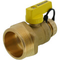 Product Image of 1-1/2" G Male Thread x 3/4" Hose Pro-Pal Add-A-Drain Full Port DZR Brass Ball Valve w/ Cap