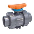 Product Image of 1/2" PVC TBH Series True Union Ball Valve w/ Flanged Ends, UHMWHDPE Seats, EPDM O-Ring, Manual Operation (Gray)