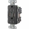 Product Image of USB Charger Duplex Receptacle, 15A 125V, 2-Pole 3-Wire Grounding, 5-15R, (2) 5A USB Ports (Black), USB15A5BK