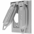 Product Image of 2-Gang, 1.40" Opening, Vertical, Zinc Weatherproof Box Cover, Gray, RW51380