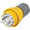 Product Image of 2P 3 Wire Industrial 20A Straight Blade Plug , 5-20P, 125 VAC, Yellow, HBL14W33A