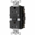 Product Image of Commercial GFCI Receptacle, NEMA 5-15R, Manual Reset, Back Wiring, 1 Phase, Nightlight (Black), GFTRST15BKNL
