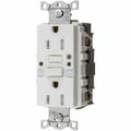 Product Image of Commercial GFCI Receptacle, NEMA 5-15R, Manual Reset, Back Wiring, 1 Phase, Nightlight (White), GFTRST15WNL
