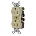 Product Image of Straight Blade Duplex Receptacle, Commercial/Industrial Grade, 2-Pole 3-Wire Grounding, 15A 125V, 5-15R (Ivory), 5262I