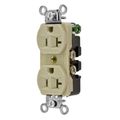 Product Image of Straight Blade Duplex Receptacle, Commercial/Industrial Grade, 2-Pole 3-Wire Grounding, 20A 125V, 5-20R (Ivory), 5362I-HUBBELL