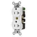 Product Image of Straight Blade Duplex Receptacle, Commercial/Industrial Grade, 2-Pole 3-Wire Grounding, 20A 125V, 5-20R (White), 5362W-HUBBELL