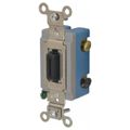 Product Image of 3 Pole, 120 to 277 VAC, 15 Amp, Industrial Grade Key Lock Three Way Switch, Black, HBL1203L