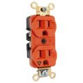 Product Image of Straight Blade Duplex Receptacle, NEMA 5-15R, 15A, Isolated Ground, Orange, IG5262