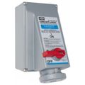 Product Image of 3 Phase, 250 VAC, 60 Amp, 15 hp, 4 Pin Configuration, Interlock Receptacle, Blue, HBL460MI9W