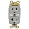Product Image of Straight Blade Duplex Receptacle, NEMA 5-20R, 20 Amps, Self-Grounding, Gray, HBL5362GY