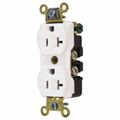 Product Image of Straight Blade Duplex Receptacle, NEMA 5-20R, 20 Amps, Self-Grounding, White, HBL5352W