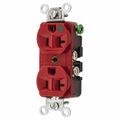 Product Image of Straight Blade Duplex Receptacle, NEMA 5-20R, 20 Amps, Self-Grounding, Red, HBL8300HRED