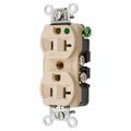 Product Image of Straight Blade Duplex Receptacle, NEMA 5-20R, 20 Amps, Self-Grounding, Ivory, HBL8300HI