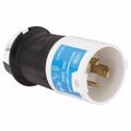 Product Image of 2P 3 Wire 20A Industrial Locking Plug, Shrouded, L6-20P, 250V, Black & White, HBL2321S