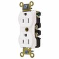 Product Image of Straight Blade Duplex Receptacle, NEMA 5-15R, 15A, Self-Grounding, White, HBL5252W