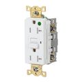 Product Image of Duplex Hospital GFCI Receptacle, Tamper Resistant NEMA 5-20R, Manual Reset, Back/Side Wiring (White), GFRTW83W