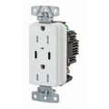 Product Image of USB Charger Receptacle, 15A 125V Duplex, Power Delivery 55W Type C Ports, NEMA 5-15R, (White), USB15CPDW