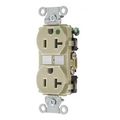 Product Image of Straight Blade Duplex Receptacle, Hospital Grade, 20A 125V, 2-Pole 3-Wire Grounding, 5-20R (Ivory), 8300IV