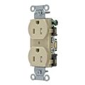 Product Image of Tamper Resistant Straight Blade Duplex Receptacle, Commercial/Industrial Grade, 2-Pole 3-Wire Grounding, 15A 125V, 5-15R (Ivory), BR15ITR