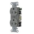 Product Image of Straight Blade Duplex Receptacle, Commercial/Industrial Grade, 2-Pole 3-Wire Grounding, 20A 125V, 5-20R (Gray), BR20GRY