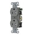 Product Image of Tamper Resistant Straight Blade Duplex Receptacle, Commercial/Industrial Grade, 2-Pole 3-Wire Grounding, 20A 125V, 5-20R (Gray), BR20GRYTR