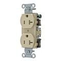 Product Image of Straight Blade Duplex Receptacle, Commercial/Industrial Grade, 2-Pole 3-Wire Grounding, 20A 125V, 5-20R (Ivory), BR20I