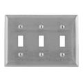 Product Image of 3-Gang Metallic Wall Plate, 3 Toggle Openings, Standard Size (Stainless Steel), SS3-HUBBELL