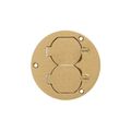 Product Image of Single Service Floor Box Round Brass Cover, 1-Gang, Duplex Receptacle Flap Lid