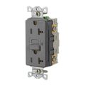 Product Image of Duplex Commercial Grade GFCI Receptacle, NEMA 5-20R, Screw Terminals, Socket End, Manual Reset, Gray, GFR20GRY