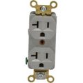 Product Image of Straight Blade Duplex Receptacle, NEMA 5-20R, 20A, Self-Grounding, Gray, HBL5352GY