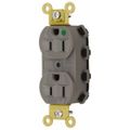 Product Image of Duplex Straight Blade Receptacle, Hospital Grade, Self-Grounding, 15A, 125V, Gray, SNAP8200GYA