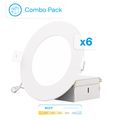 Product Image of 4" 5CCT Selectable New Construction 9W 850LM 0-10V Dimmable LED Light 120-277V - White (6 Pack)
