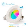 Product Image of 4" WiFi Smart 9W 810LM Recessed Retrofit LED Sleek Series Downlight Kit, Dimmable, Alexa/Google, Wet Rated (6 Pack)