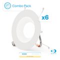Product Image of 6" Retrofit 3000K Integrated LED Recessed Light Kit 12W 1100LM Remodel, Dimmable, Wet Rated - Warm White (6 Pack)