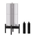 Product Image of Gravity-Fed Stainless Steel Countertop Water Filter System, Black Wood Base w/ 2 Activated Carbon Water Filters, 3.17 Gal