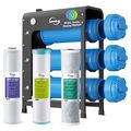 Product Image of 3 Stage Whole House Water Filter System w/ 20" PFAS, Heavy Metal & Anti-Scale Filters, Horizontal Housings