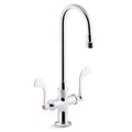 Product Image of Triton Bowe Monoblock Gooseneck Bathroom Sink Faucet with Wristblade Handles, Aerated Flow, 1.0 GPM, K-100T70-5AKA-CP