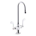 Product Image of Triton Bowe Monoblock Gooseneck Bathroom Sink Faucet with Wristblade Handles, Laminar Flow, 1.0 GPM, K-100T70-5AKL-CP