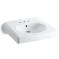 Product Image of Brenham 3-Hole Wall-Mount/Concealed Arm Bathroom Sink for 4" Centerset Faucets (White), K-1997-4-0
