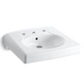 Product Image of Brenham 3-Hole Wall-Mount/Concealed Arm Bathroom Sink for 8" Centerset Faucets (White), K-1997-8-0