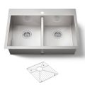Product Image of Vault 33" 1-Hole Top/Undermount Double Bowl Kitchen Sink, K-3820-1-NA