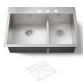 Product Image of Vault Smart Divide 33" 4-Hole Top/Undermount Double Bowl Kitchen Sink, K-3839-3-NA