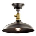 Product Image of Cobson 8" 1 Light Convertible Pendant or Semi Flush (Olde Bronze) w/ (Natural Brass) Accents