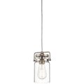 Product Image of Brinley 7.75" 1 Light Mini Pendant w/ Clear Glass (Brushed Nickel)