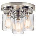 Product Image of Brinley 11.75" 3 Light Flush Mount w/ Clear Glass (Brushed Nickel)