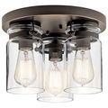 Product Image of Brinley 11.75" 3 Light Flush Mount w/ Clear Glass (Olde Bronze)