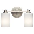 Product Image of Joelson 14" 2 Light Vanity Light w/ Satin Etched Cased Opal and Clear Glass Accent Glass (Brushed Nickel)